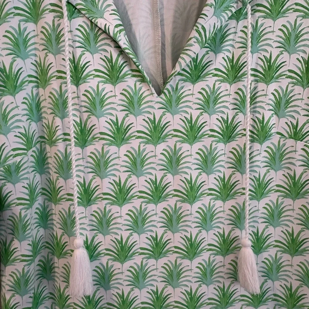 Tuckernuck Persifor Stem Flora Tyler Dress Green and White Palm Print Small - Picture 5 of 8